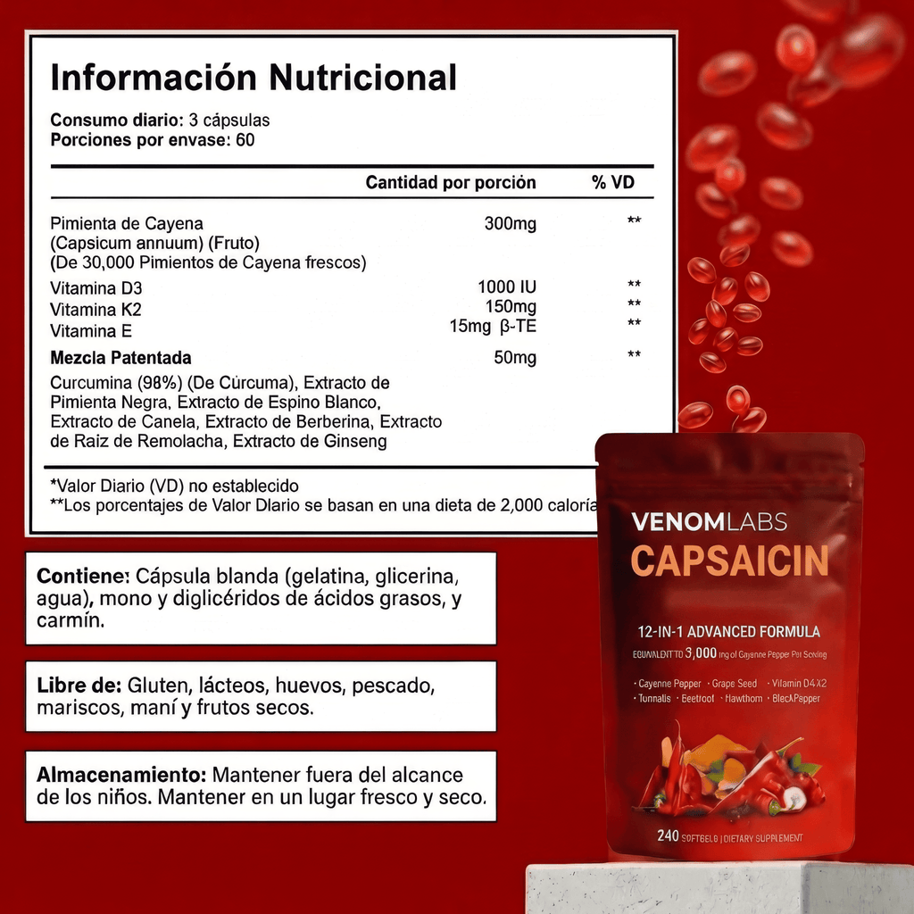 Venom Capsaicin™ | Cápsulas de Chile Cayena