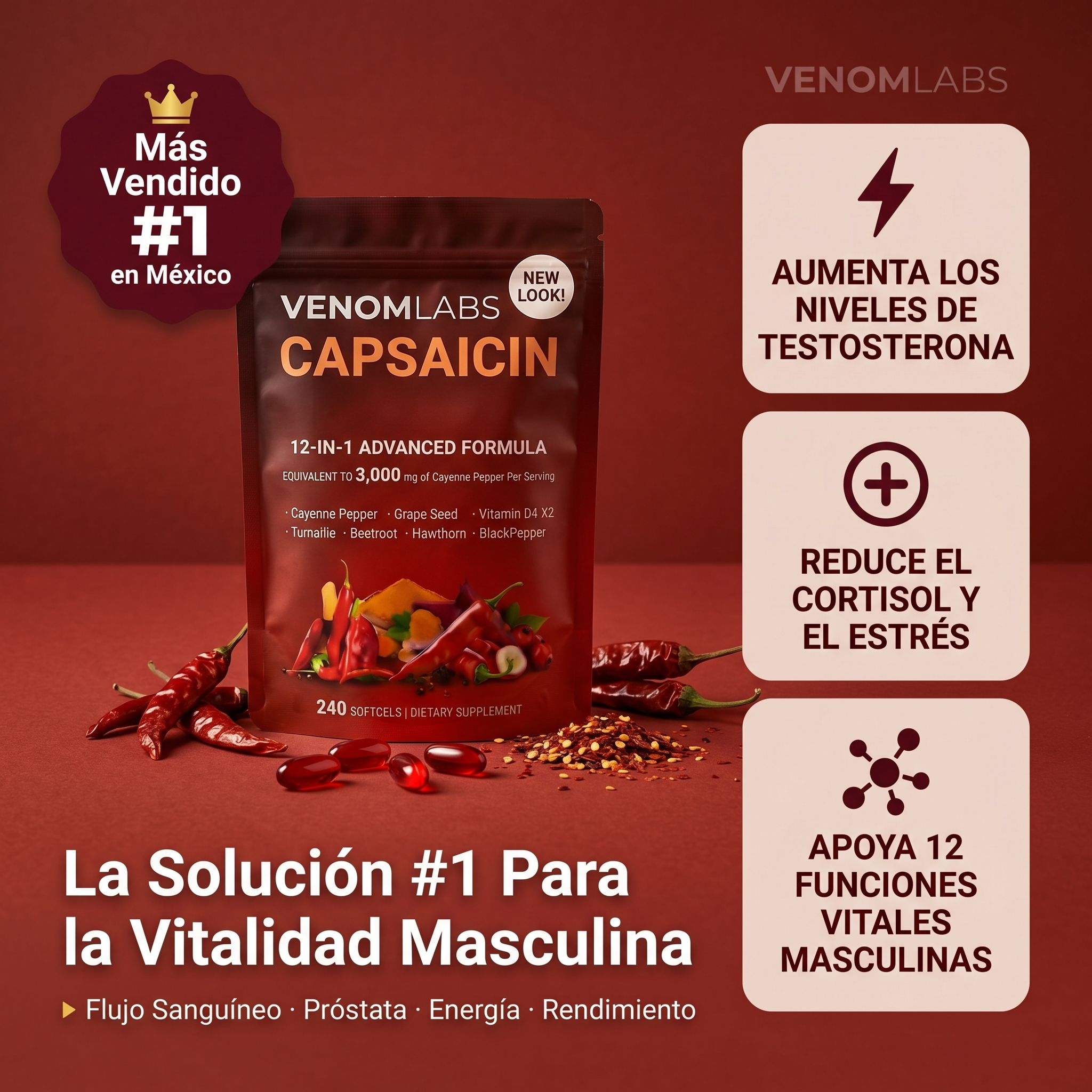 Venom Capsaicin™ | Cápsulas de Chile Cayena